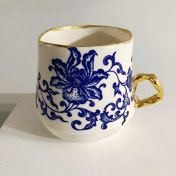 Porcelain and 24ct Gold Cup - Flowers No.4