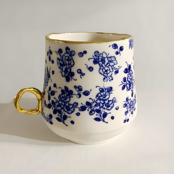 Porcelain and 24ct Gold Cup - Flowers No.3