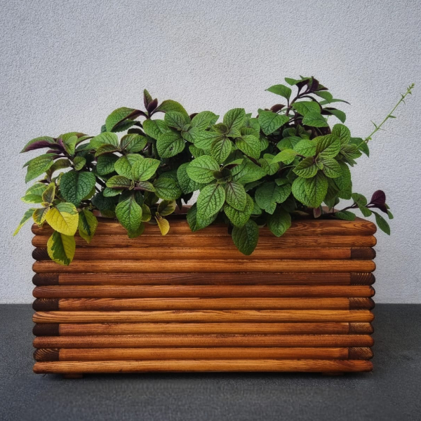 Long Elegant Wooden Planter - Brown