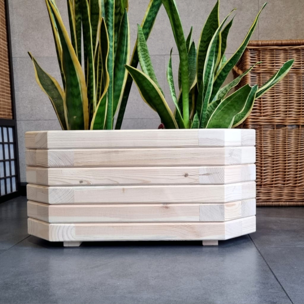 Long Octagonal Wooden Planter