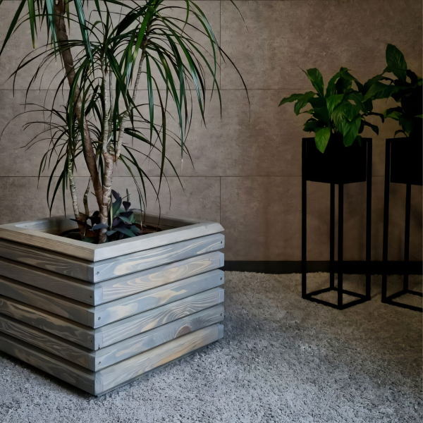 Platinum Gray Wooden Planter 