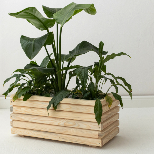 Elongated Wooden Planter