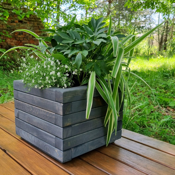 Square Pine Wooden Planter