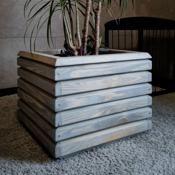 Platinum Gray Wooden Planter 