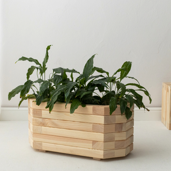 Long Octagonal Wooden Planter