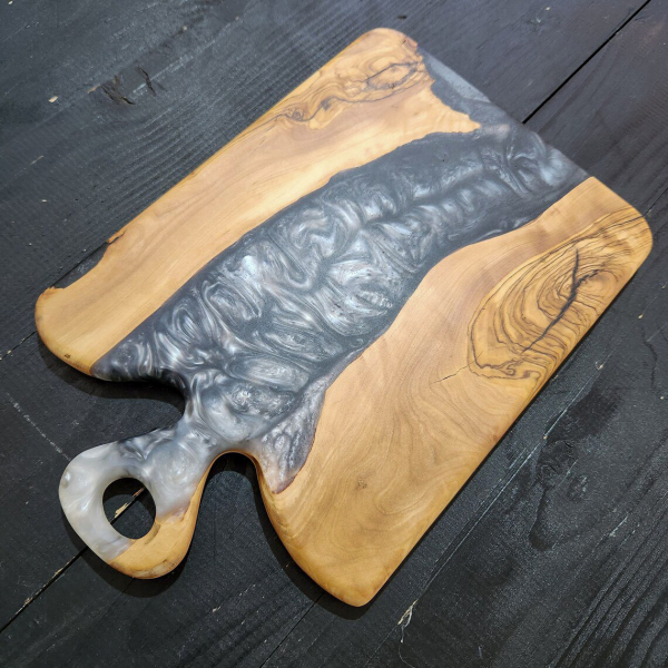 Resin & Olive Wood Chopping Board - Black