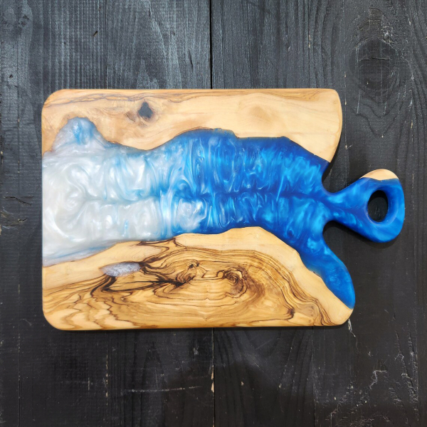 Resin & Olive Wood Chopping Board - Blue