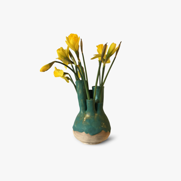 Emerald cream heart vase