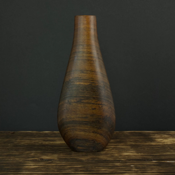 Exotic wooden vase for fresh and dried flowers