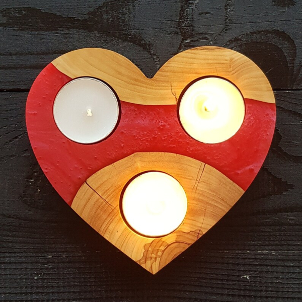 Heart Tealight Candle Holder - Red