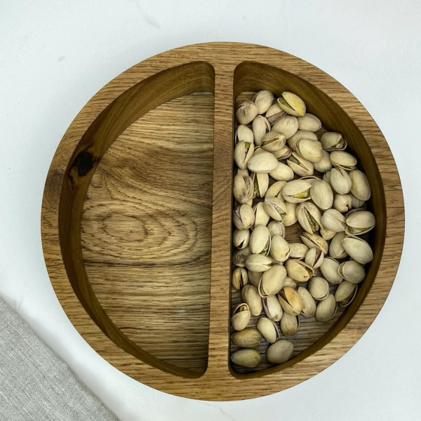 Large wooden bowl with lid