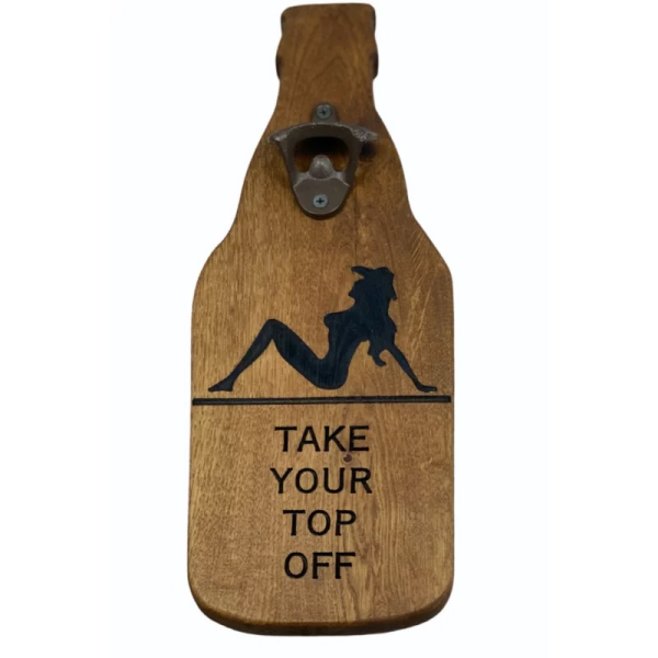 Oak cutting board TAKE YOUR TOP OFF with bottle opener