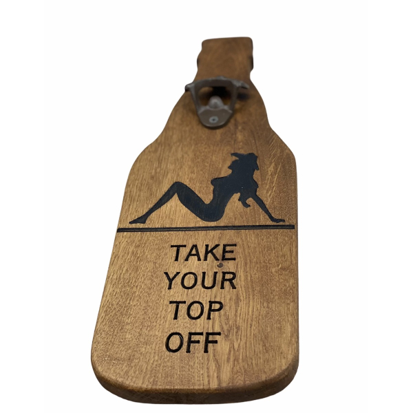 Oak cutting board TAKE YOUR TOP OFF with bottle opener