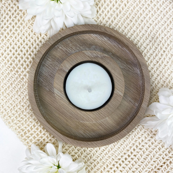 Oak whitewashed wooden candle holder