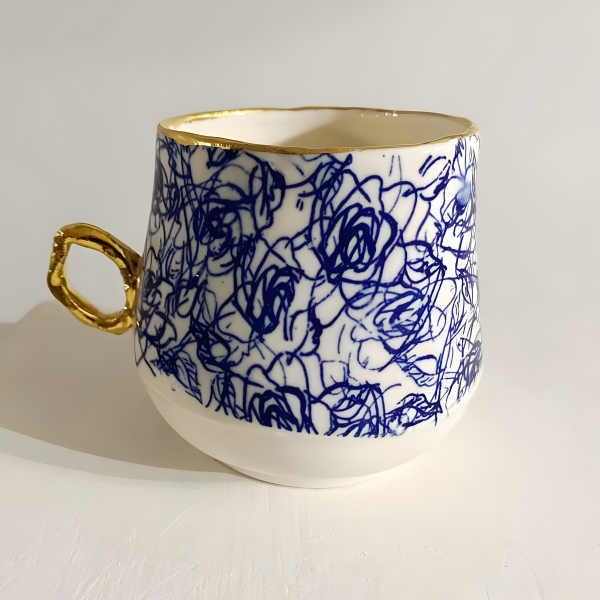 Porcelain and 24ct Gold Cup - Flowers No.4