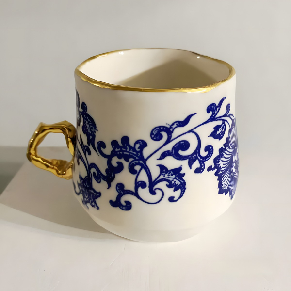 Porcelain and 24ct Gold Cup - Flowers No.4