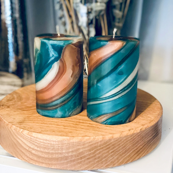 Swirl Pillar Candle Green