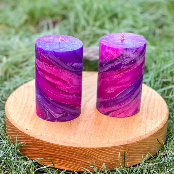 Swirl Pillar Candle Pink