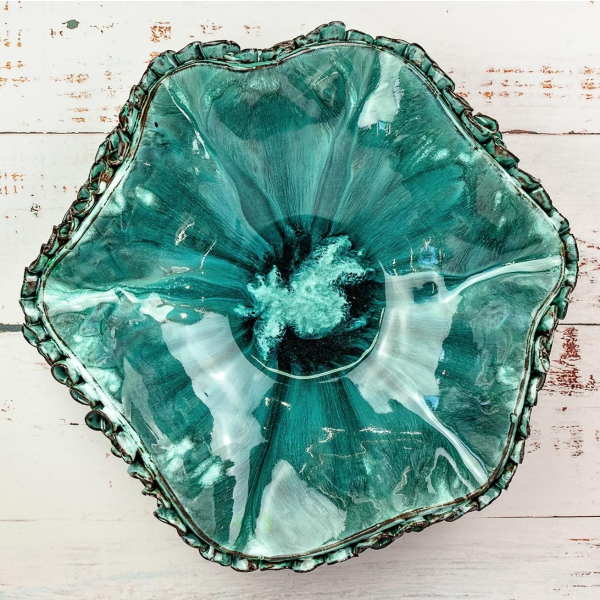 Platter "shell" dark turquoise