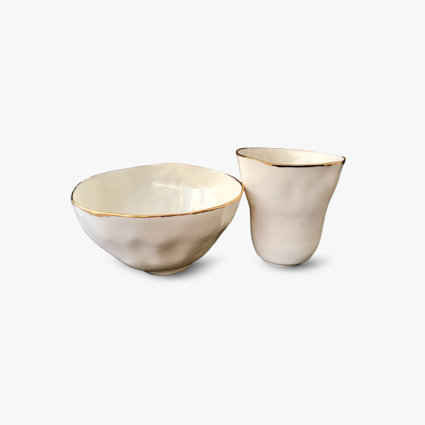 Porcelain cream golds set cup