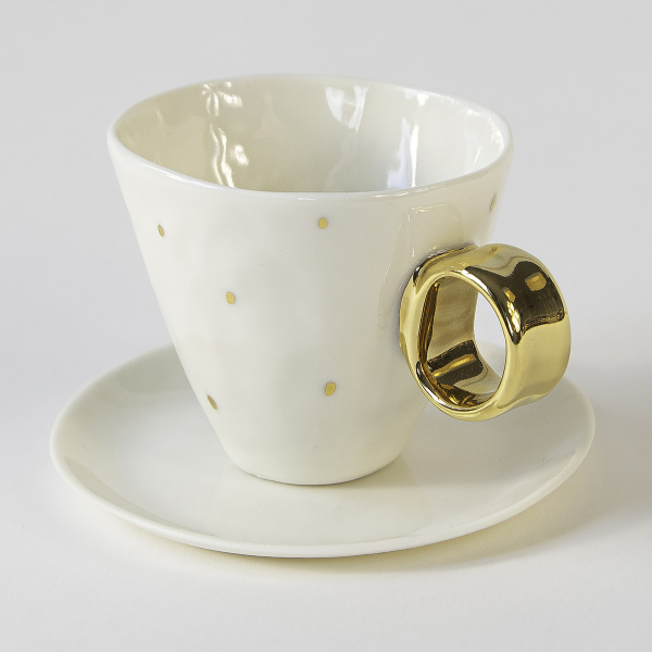 Freckle Princess - porcelain espresso cup with plate