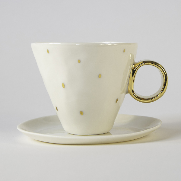 Freckle Princess - porcelain espresso cup with plate