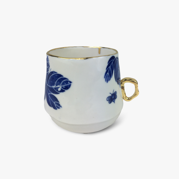 Porcelain white blue butterfly cup