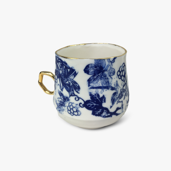 Porcelain white blue flowers cup