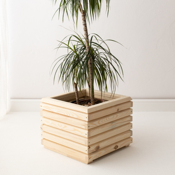 Large Square Wooden Pine Planter