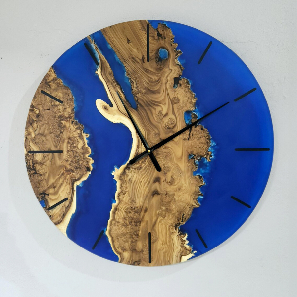 Resin & Wood Wall Clock-Sea Blue