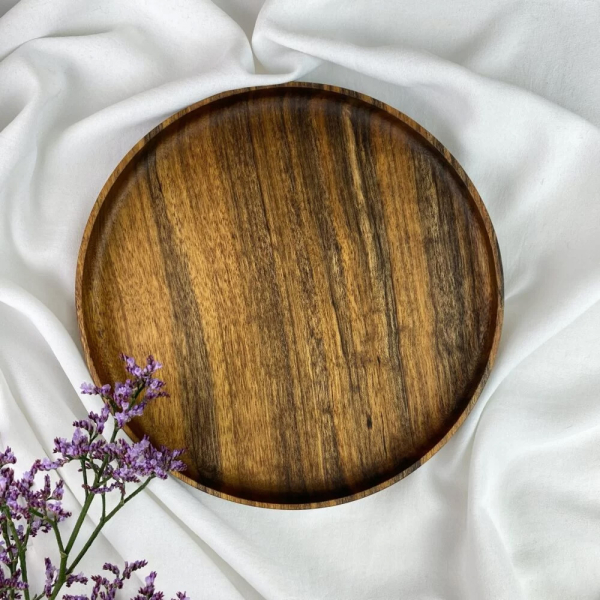 Round tray made of egotistical wood