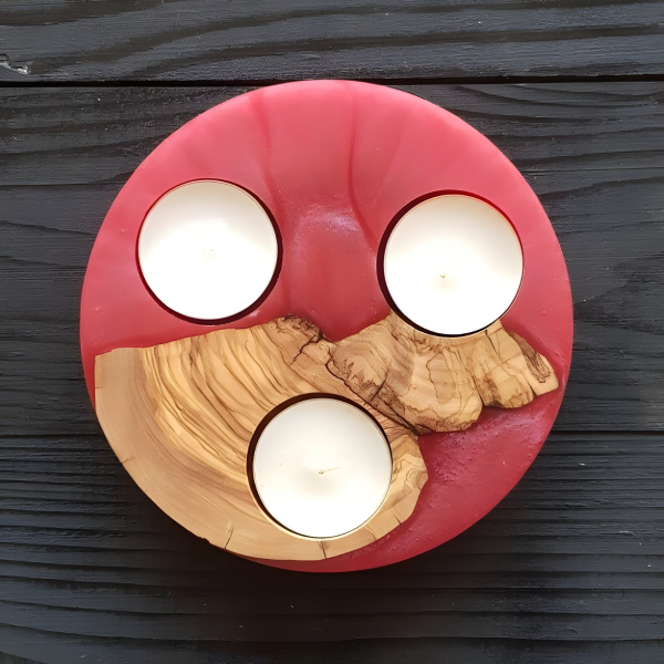 Round Tealight Candle Holder - Red