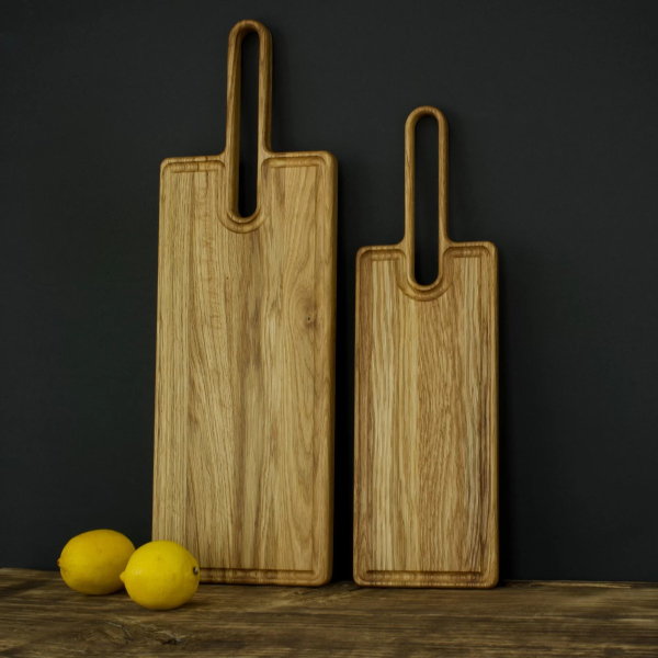 Set of wooden kitchen cutting and serving boards