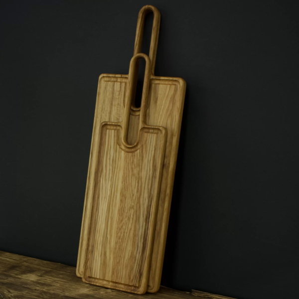 Set of wooden kitchen cutting and serving boards