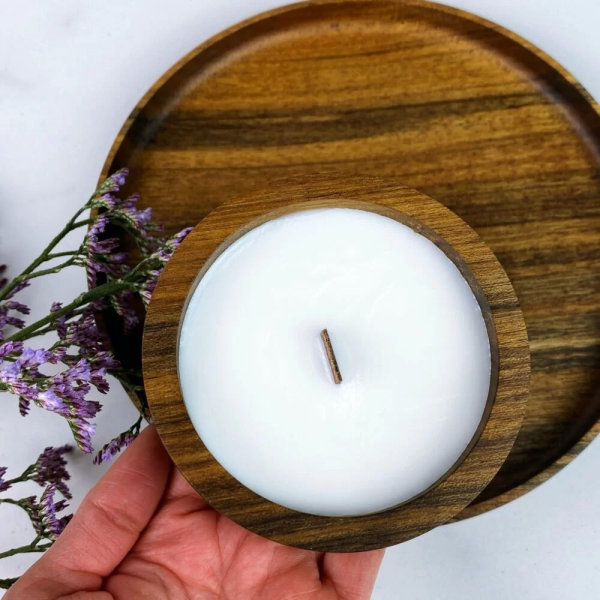 Soy scented candle in exotic wood