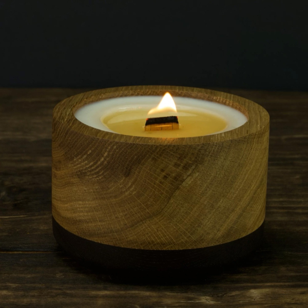 Soy scented candle in wood