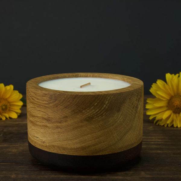 Soy scented candle in wood