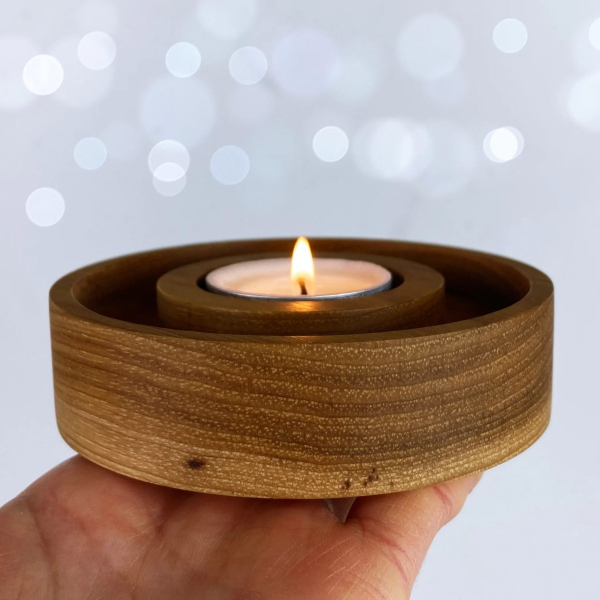 Wooden candle holder from pecan tree