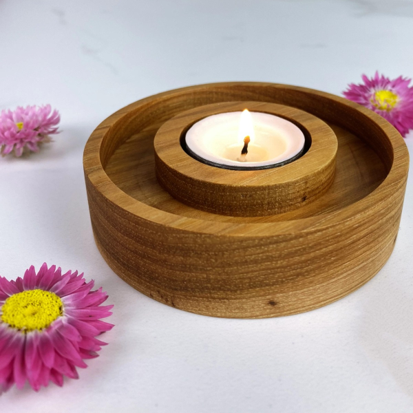 Wooden candle holder from pecan tree