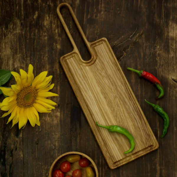 Wooden cutting and serving board