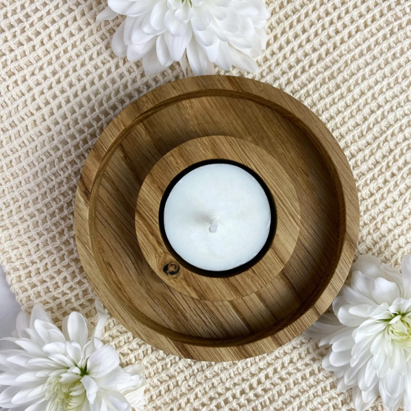 Wooden oak candle holder