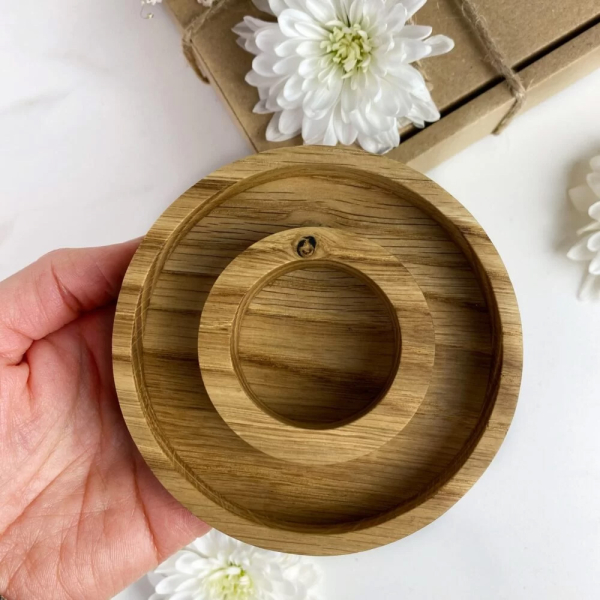 Wooden oak candle holder