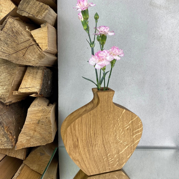 Wooden oak vase