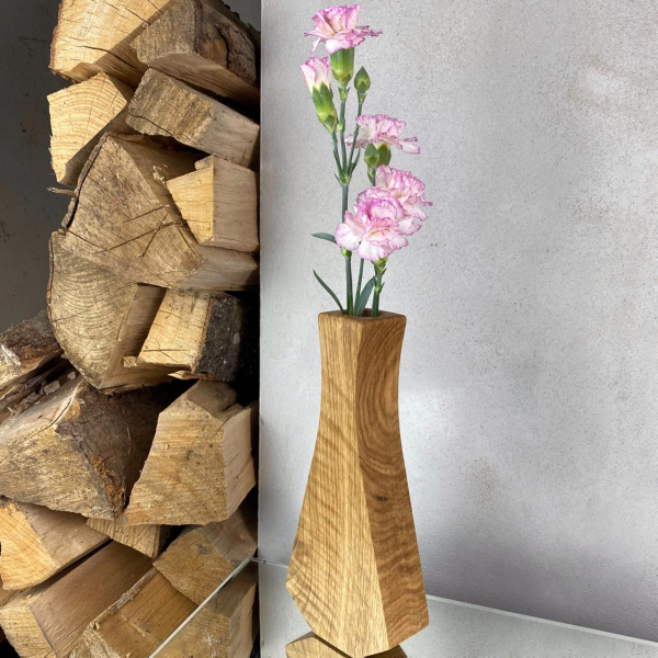 Wooden oak vase