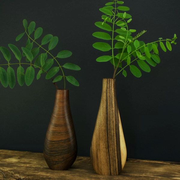 Wooden vase made of walnut