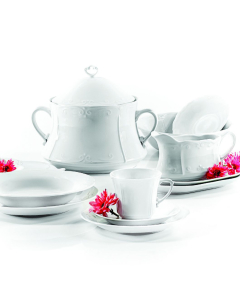 Dinner and coffee set for 6 people 30 pcs. Camellia White