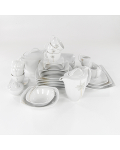 Akcent Golden Flower - Dinner & Coffee Set for 12, 71 pcs