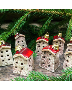 Red roof houses Christmas tree hangers