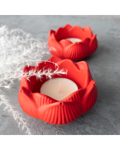 Tealight Candle Holder Lotus Flower Red 2 pcs.